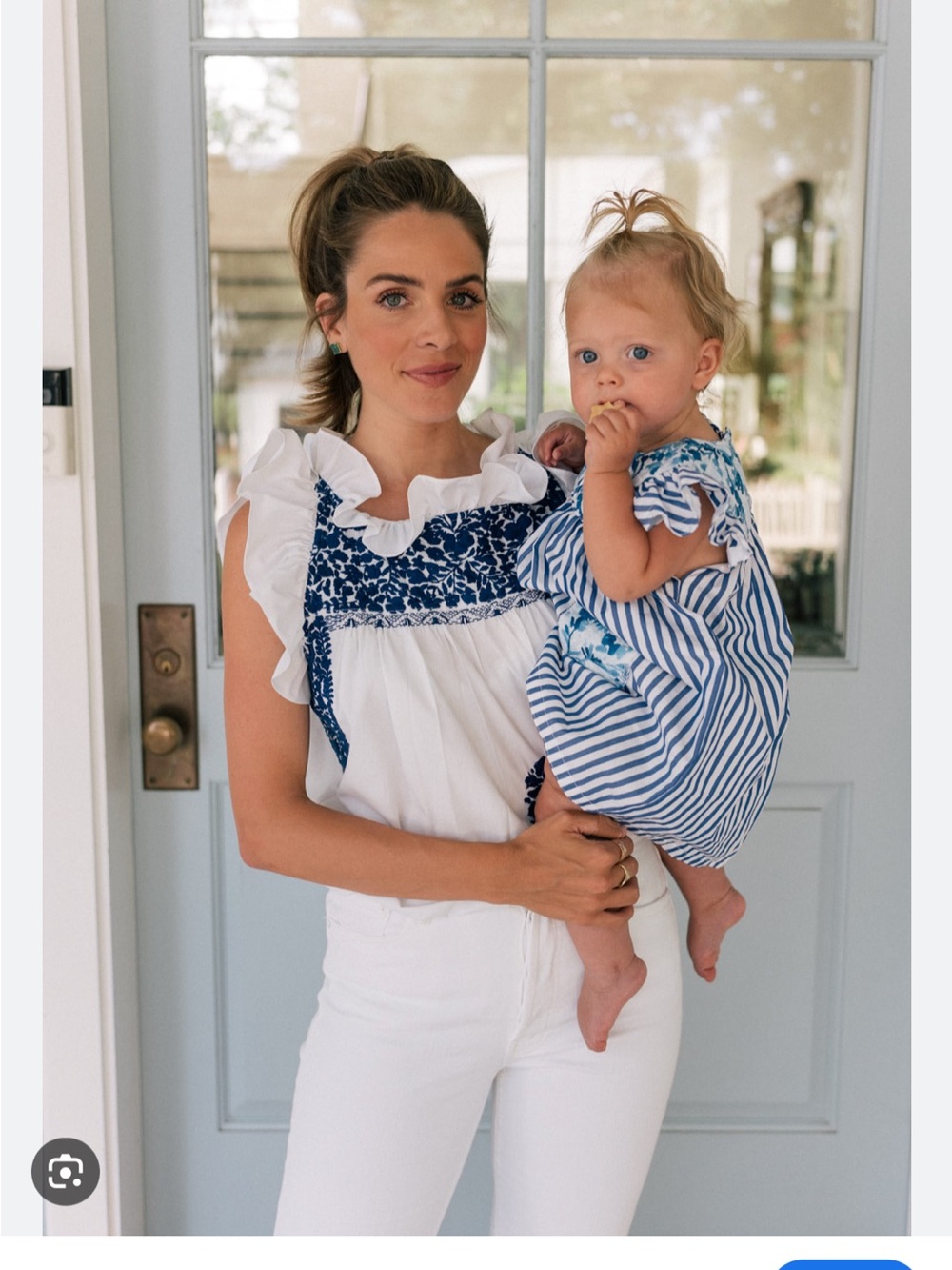 Mi golondrina blue and white ruffle top small aso Julia Berolzheimer